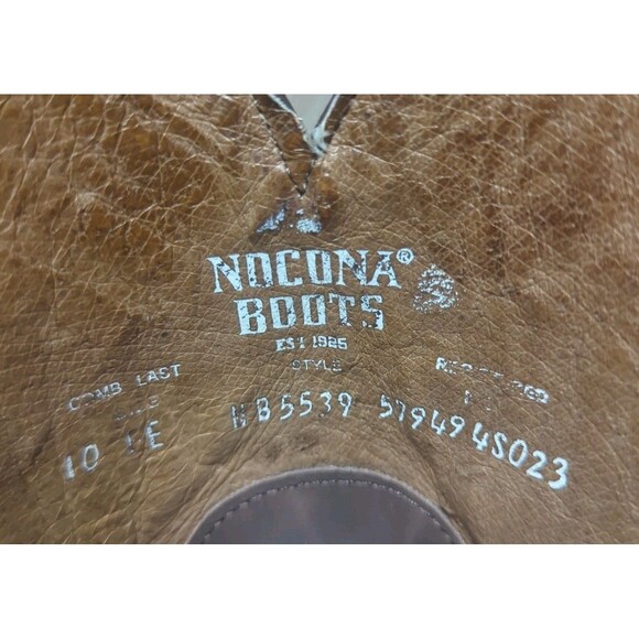 Nocona Boots Newt Cognac Embroidery Square Toe Cowboy Boot Men's Size 10 EE - Picture 10 of 14